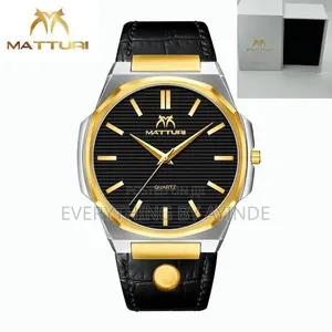 Matturi Wrist Watch Analog Black and Gold With Black Face
