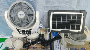 MDJD 6" Solar Fan With Led Light,2 Led Bulbs and Solar Panel