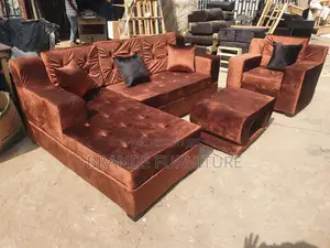 Quality Brown Sofa Lshap With Center Table N Single Seater
