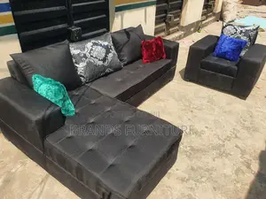 Quality Black Fabric Sofa Lshap With Single Seater