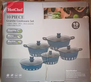 HotChef 10-Piece Granite Cookware Set With Glass Lids