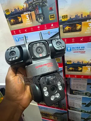 Solar Powered Triple Lens PTZ CCTV Security Camera – Outdoor Wire