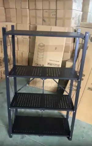 4-Tier Foldable Metal Storage Rack Shelf- 4Layers Heavy Duty Organizer