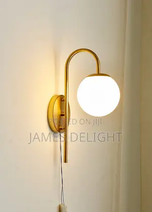 Mid Century Modern Gold Globe Glass Wall Sconce
