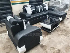 Quality Black Leather Sofa Lshap Center Table With Single Seater