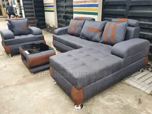 Quality Gray Fabric Lshap Sofas Center Table With Single Seater