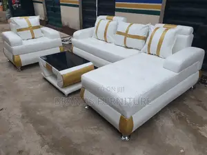 Beautiful Quality White Leather Lshap Sofa Center Table With Single