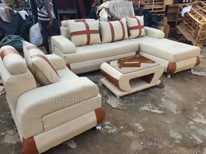Quality Cream Color Lshap Sofas Center Table With Single Seater