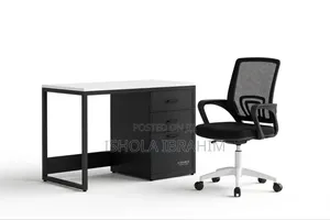 Iron Leg and Three Drawer Office Table and Rolling Chair Available