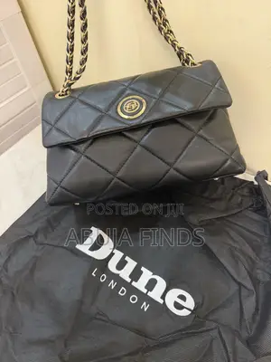 Brand New Dune London Black Quilted Chain Shoulder Bag With Dust Bag