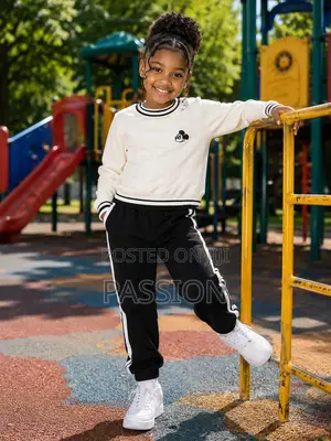 Girls White Sweatshirt With Black Track Pants