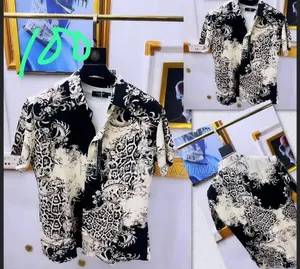 Men's Premium Short Sleeve Printed Casual Button-Up Shirt