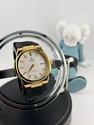 Hislon Wrist Watch Analog and Digital Black and Gold With White Face