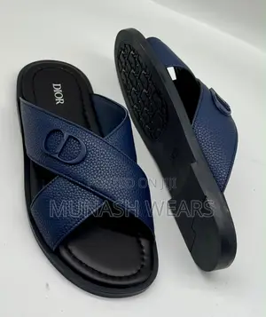 Dior Leather Slipers Cross Design