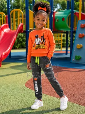 Girls Orange Sweatshirt Grey Jogger Set