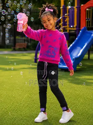 Girls Pink Knit Sweater With Black Leggings