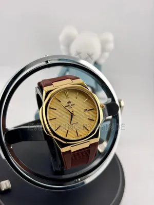 Hislon Wrist Watch Analog and Digital Brown and Gold With Gold Face