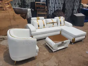 White Quality Lshap Sofa Center Table With Single Seater