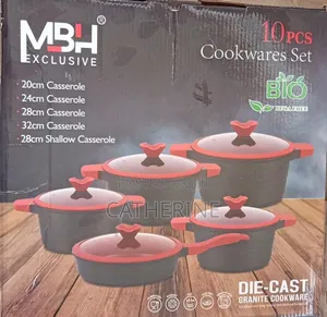 MBH 10Pcs Die-Cast Granite Cookware PFOA-Free