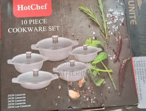 HotChef 10Pcs Granite Nonstick Cookware Set With Glass Lids