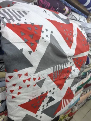 Premium Red Grey Bedspread Material | Luxury Cotton Bedding Fabric