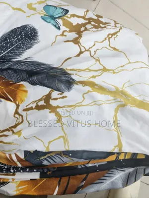 Luxury Gold, Blue White Bedspread Material