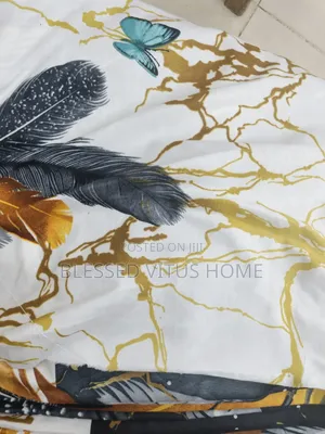 Luxury Gold, Blue White Bedspread Material