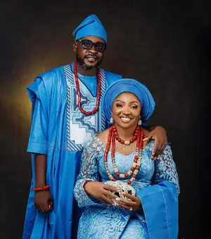 Royal Blue Lace Gown Agbada Set