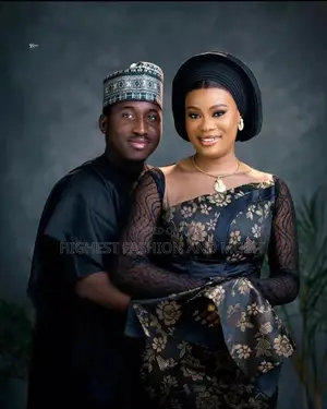 Black Gold Brocade Gown Black Babban Riga Set