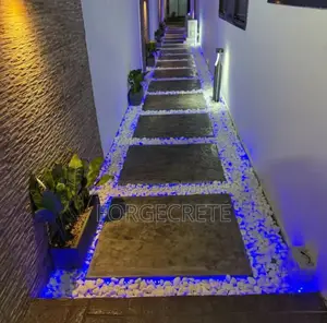 Stamped Concrete Floor With Natural White Stones