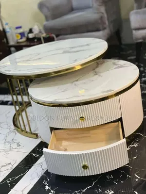 Portable 2 in 1 Center Table With Marble Top