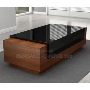 Center Table Made With Agf Material With a Black Glass Top Face