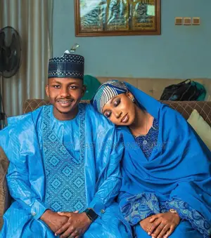 Sky-Blue Embroidered Agbada Cobalt Blue Shadda Set