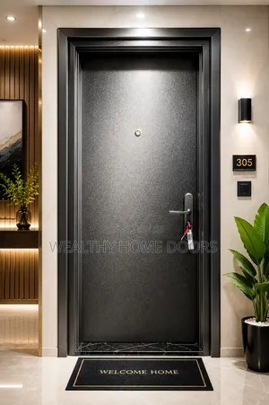 German-Standard Matte Black Steel Security Door