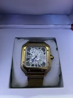 Replica Cartier Santos Skeleton Watch in Rose Gold