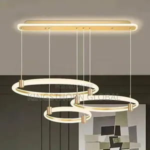 Modern Three-Ring Gold LED Pendant Chandelier