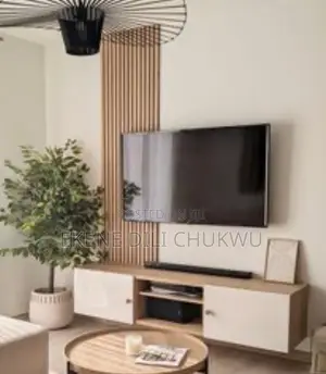 Modern Floating TV Console With Decorative Wall Panel Marble Top
