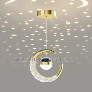 Modern Gold Crystal Crescent Moon LED Pendant Chandelier