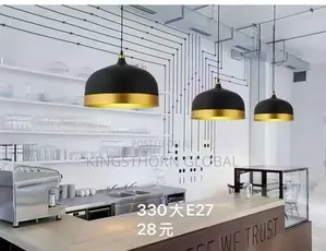 Modern Black and Gold Dome Pendant Light