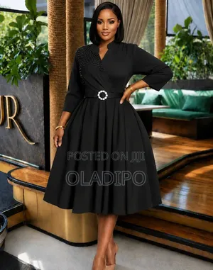 Elegant Women's Midi Flare Dress With Belt
