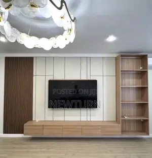 10ft by 10ft Luxury TV Console With High Gloss Materials.