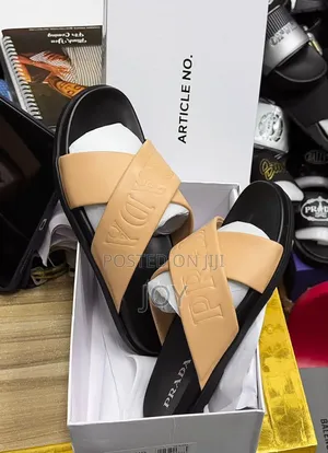 Brand New Brown Leather Slides Slippers