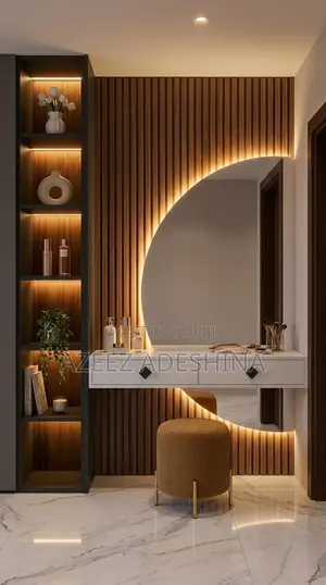 Dressing Mirror With Shelves Unit