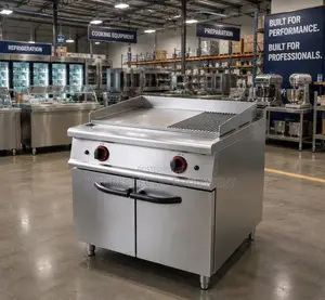 Gas Griddle (2/3 Flat 1/3 Grooved) With Cabinet