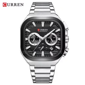 Curren Wrist Watch Analog and Digital Sliver With Black Face