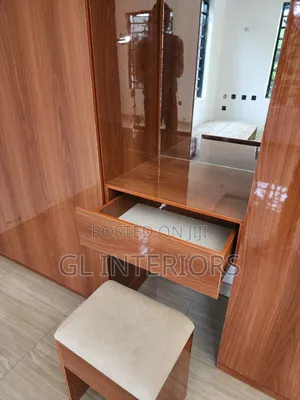 High Gloss HDF Wardrobe With Built-in Dressing Mirror