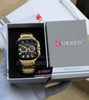 Curren Wrist Watch Analog and Digital Gold With Black Face