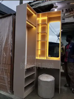 Open Wardrobe With Side Mirrors Unit and LED Light.