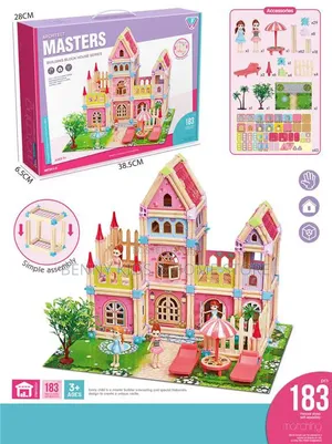 Princess Wooden Villa Building Block House – 183 Pieces