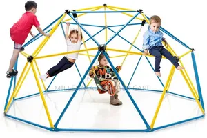 Kids Geometric Climbing Dome With Swing – Outdoor Adventure Playset